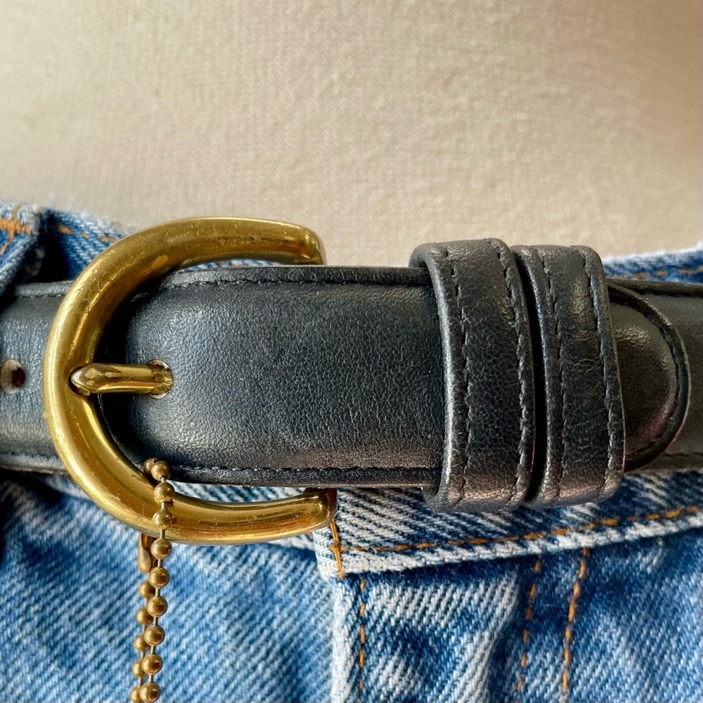 Vintage Coach 8400 Classic Navy Glove Tanned Cowhide Leather Brass Buckle Belt - Picture 8 of 16